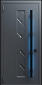 Входная термодверь с металлофиленкой, длинной ручкой с подсветкой и порошковым покрытием RAL 7021 (тип №3)