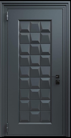 Входная термодверь с металлофиленкой и порошковым напылением RAL 7021 (тип №9)